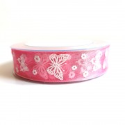 Pink Organza Ribbon with Butterflies